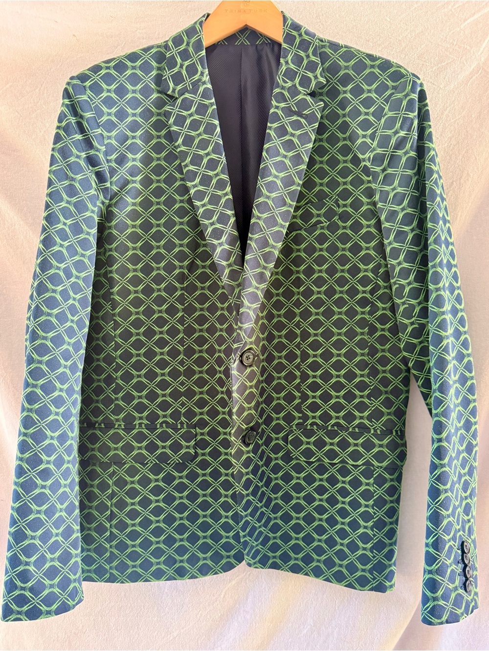 Mr Turk Thurston Blazer in “Clover Geo” Green Geometric Pattern Men's